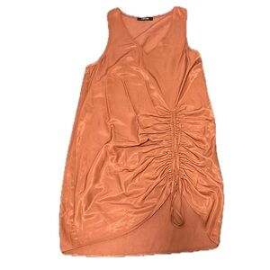 Doe & Rae Shift Dress Medium Ruched V-Neck Copper Colored Dress.